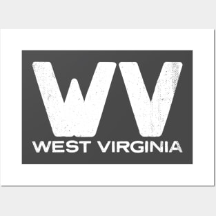 WV West Virginia Vintage State Typography Posters and Art